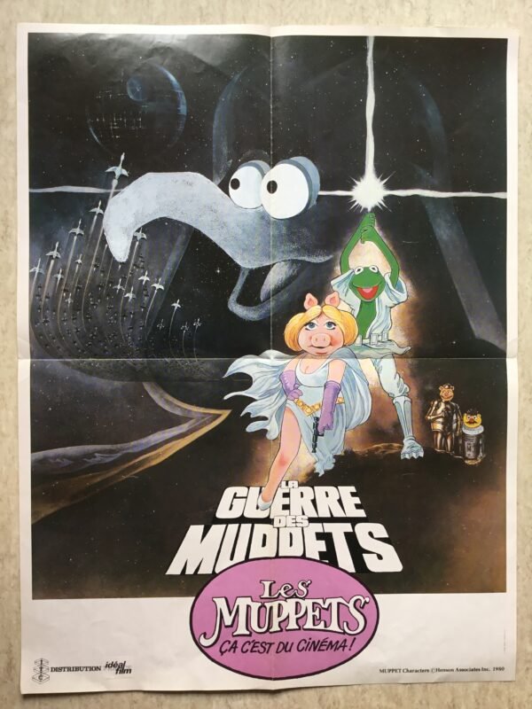 Affiche originale de cinéma du film d'animation avec les muppets, la guerre des muppets (parodie Star Wars)
