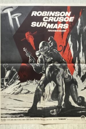 Affiche originale vintage de cinéma du film Robinson Crusoé sur Mars.