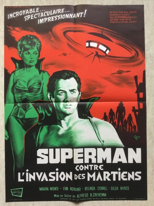 Affiche originale de cinéma du film Superman contre l'invasion des martiens