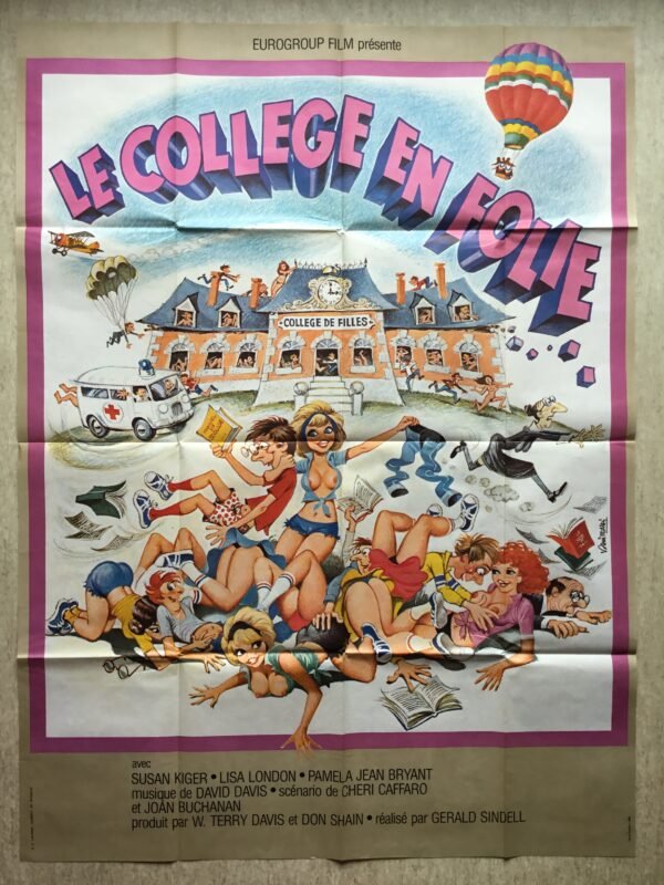 affiche cinéma vintage Le collège en folie