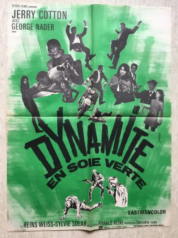 Affiche cinéma Dynamite en soie verte