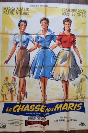 affiche de cinéma originale d'époque La chasse aux maris